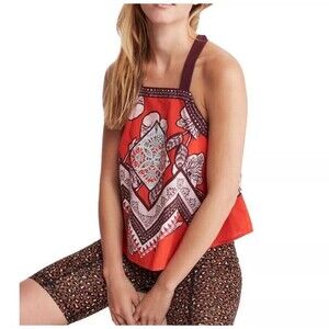 FREE PEOPLE Women's Cool Cabana Cotton Blouse Shirt Top Boho Beachy Small